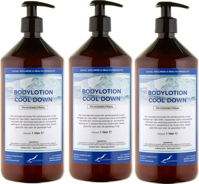 Bodylotion Cool Down 1 Liter - met gratis pomp - set van 3 stuks