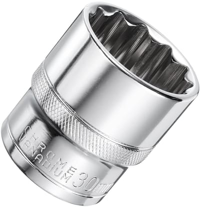 Dailygoods- Diepe Socket 30 mm - 1/2 Inch Aandrijving - 12-Punt - Chroom-Vanadiumstaal - Verchroomd - Heavy Duty - Steeksleutel