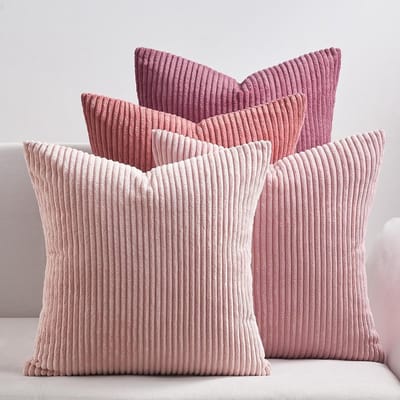 Set van 4 Roze Ribfluwelen Kussenhoezen 40x40 cm - Decoratieve Kussens voor Sofa, Slaapkamer en Balkon