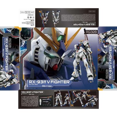 RG 1/144 RX-93ff V FIGHTER Montage Modelbouwkit Actiefiguren Met Watertransfers Displaystandaard Plastic Speelgoedmodel Jongen Verzamelen Cadeaus gray