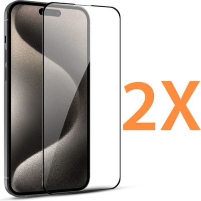 2x Full Cover Screenprotector Geschikt voor: iPhone 15 Pro Max - Screen protector - volledige glas - bescherming - beschermglas - ZT Accessoires