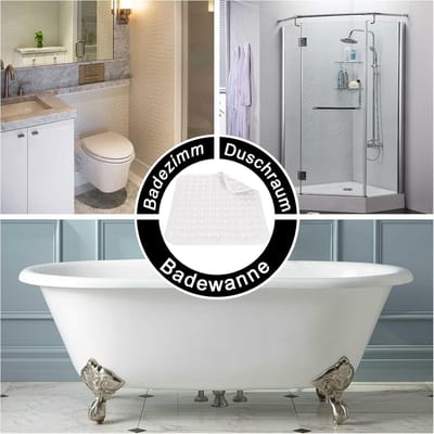 Douchemat Antislip 48 x 48 cm - met Zuignappen - Machinewasbaar - Vierkant Wit - voor Ouderen, Zwangere Vrouwen en Kinderen