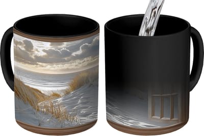 Magische Mok - Foto op Warmte Mokken - Koffiemok - Doorkijk - Strand - Duinen - Zee - Natuur - Magic Mok - Beker - 350 ML - Theemok