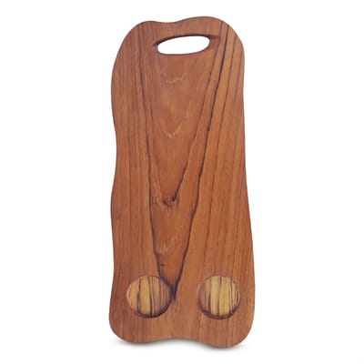 Rico & Plato Teakhouten borrelplank - Tapas, kaas en hapjes - Organische vorm 22,5 x 50 cm