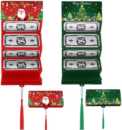 Kerstkaarten voor geld - Creatieve opvouwbare kerstkaarten voor bankbiljetten en waardebonnen - 4 stuks