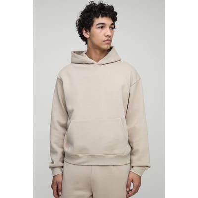 Essential Oversized Boxy Hoodie | Stone | Size XS