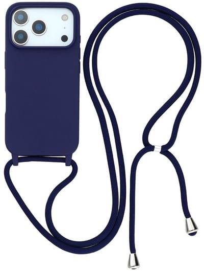 Coverup Hoesje - Geschikt voor iPhone 17 Pro Hoesje - Coverup Siliconen Back Cover met Koord - Blauw