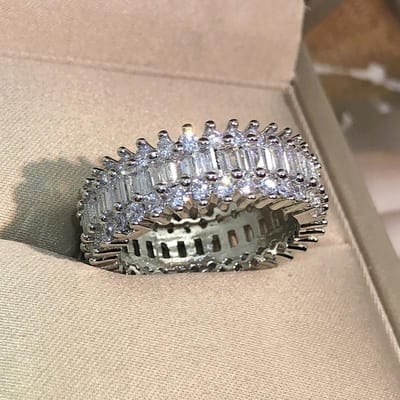 Uniek Gloednieuw Luxe Sieraden Sterling Zilver Marquise Geslepen Witte AAAAA Kubieke Zirconia Dames Trouw Bruids Ring Cadeau 9 gray