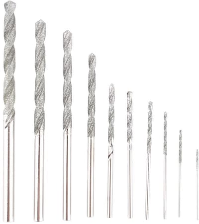 Dailygoods- Diamantboor 10-delige set - Spiral boor - 0.8/1.0/1.2/1.5/1.8/2.0/2.5/3.0/3.5/4mm - Voor glas/steen - Snelle boring - Geschikt voor edelstenen - Boorset
