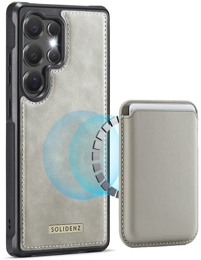 Solidenz hoesje - Geschikt voor Samsung Galaxy S26 Ultra - Backcover met Magnetische Pasjeshouder geschikt voor MagSafe - Beige