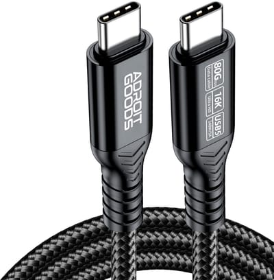 AdroitGoods USB-C Thunderbolt 5 Kabel - 80Gbps datakabel, PD3.1 240W 48V/5A oplaadkabel - 16K HDR - 0.5m