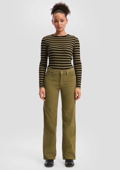 Q/S designed by - Dames broek - Maat 36/L32 - Vrouwen - Khaki - zak voering
