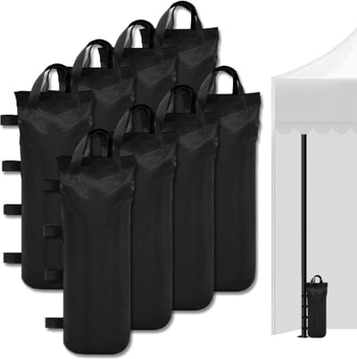 4 Stuks - Ballastzakken - 20 x 50cm - Draaggewicht 10 kg - Zandzakken voor verzwaren - Gewichtszakken Voor Partytenten - Tentgewichten - Gewichtzakken - Verzwaringszakken - Vullen Met Zand Of Stenen - Voor Pop-uptenten En Tuinpaviljoens - Zwart