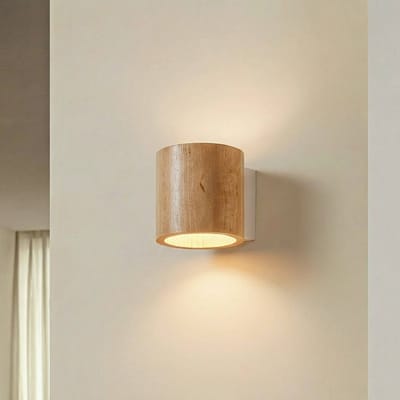 SOLLUX LIGHTING Wandlamp Ara als cilinder van hout