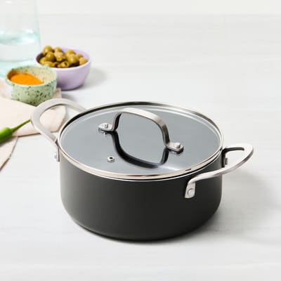 ISENVI Murray Kookpan met Deksel - 20 cm - Keramisch - RVS Greep - Geschikt voor Inductie - PFAS, PTFE Vrij