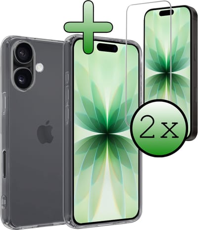Hoesje Met 2x Screenprotector - Geschikt voor Apple iPhone 17 - Sterk & Shockproof - Back Cover - Siliconen Case - Telefoon Hoes - Transparant