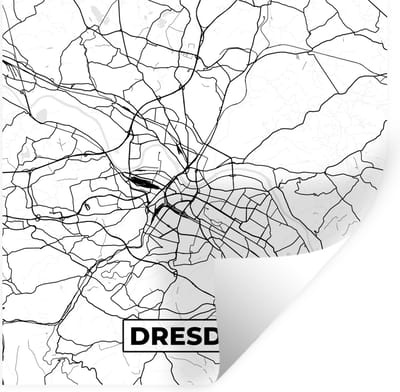 Muurstickers - Sticker Folie - Dresden - Stadskaart - Kaart - Plattegrond - 100x100 cm - Plakfolie - Muurstickers Kinderkamer - Zelfklevend Behang XXL - Zelfklevend behangpapier - Stickerfolie