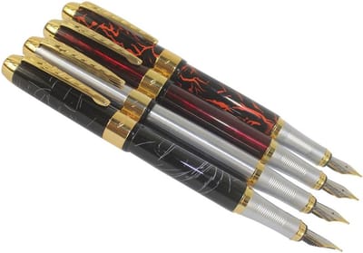 Set van 4 Kleurige Vulpen met 250 Inktpatronen - Perfect voor Schrijven en Creatief Gebruik