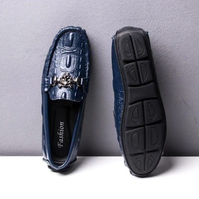 Schoenen Heren Loafers Leren Mocassins Krokodillen Stijl Schoenen Slip on Flat Rijden Bootschoenen Classica 41 blauw