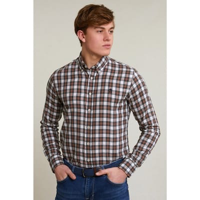 River Woods Custom Fit Checked Shirt Green/beige Size: 3XL | Casual Shirts Outlet | Heren | Beige