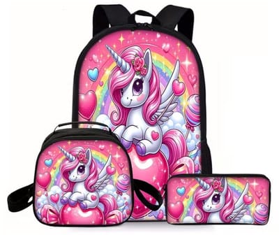 3-delige Eenhoorn Rugzak Set – Schooltas, Lunchtas en Etui voor Meisjes - Unicorn Rugzak voor laptop