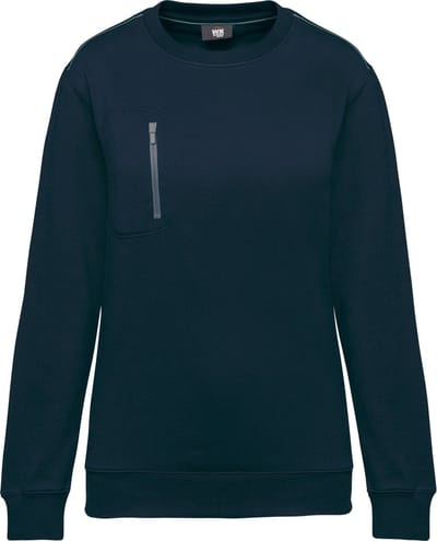 WK. Designed To Work Day To Day unisex sweater met zip contrasterende zak WK403 - Navy / Silver - 3XL