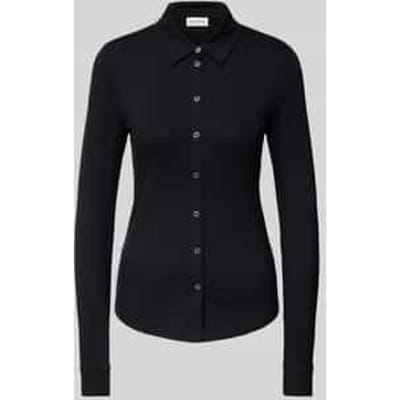 Overhemdblouse van viscosemix met platte kraag