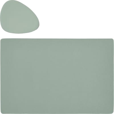 Placemats en onderzetters lederlook - set 6x - mintgroen - 45 x 30 cm