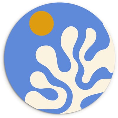 WallCircle® Wandcirkel 120x120 cm - Muurcirkel Minimalistisch - Organisch patroon - Blauw - Muurdecoratie woonkamer - Wanddecoratie slaapkamer - Kamer decoratie accessoires - Ronde schilderijen XXL