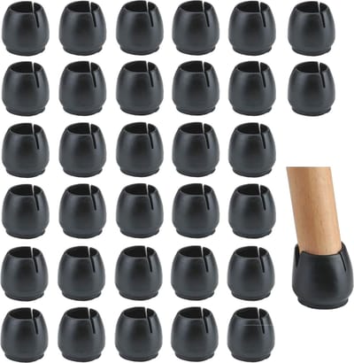 MGM Trading - Rubberen stoelpootdoppen ter bescherming van vloeren, kaliber rond, 32 stuks, zwart.