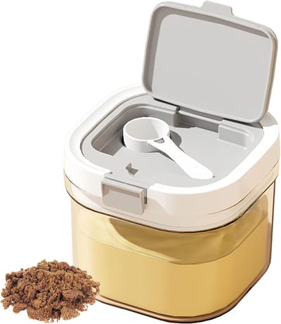Melkpoederblik - Bewaarblik - Suikerpot met lepel - Bewaarbakje voor koffie en droge voeding - Portiedoos - 800 ml - Stapelbaar - Gemakkelijk schoon te maken - Ideaal voor koffie, meel en suiker - Thee in transparante kleur