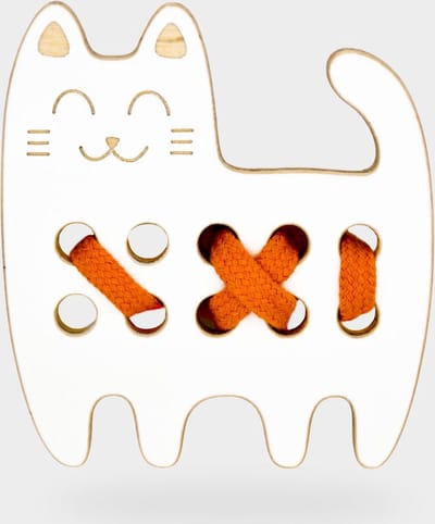 Inrijgplankje hout | Kitten | veterspel | educatief montessori speelgoed | Milintoys | Thuismusje