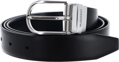 VALENTINO Leren Riem Litech Men's Belt W115 Nero / Navy Zwart Donkerblauw