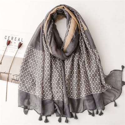 Johnson Headwear® Viscose sjaal dames - omslagdoek - omslagsjaal dun - Grijs - Geblokt - 180*90CM