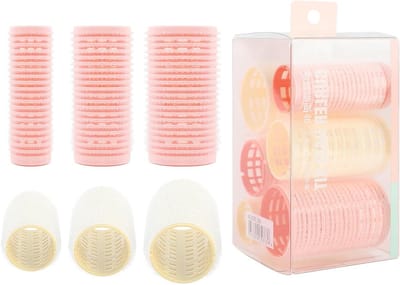 Krulspelden voor volume en styling van lang haar - Set van 6 stuks in 3 maten - Haarkrullers voor doe-het-zelf krullen - Roze-beige