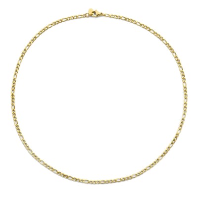 CO88 Collection 8CN-26406 – Stalen Ketting Dames – Figaro Schakel – Collier – Goudkleurig – 3 mm – 40+5 cm – Cadeau voor Vrouwen