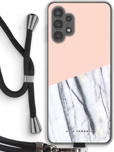 Case Company® - Hoesje met koord geschikt voor Samsung Galaxy A13 4G hoesje met Koord - A touch of peach - Telefoonhoesje met Zwart Koord - Bescherming aan alle Kanten en Over de Schermrand