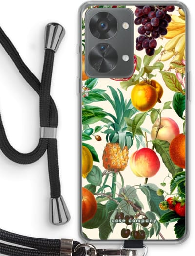 Case Company® - Hoesje met koord geschikt voor OnePlus Nord 2T hoesje met Koord - Classic Flora - Telefoonhoesje met Zwart Koord - Bescherming aan alle Kanten en Over de Schermrand