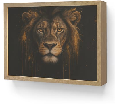 Wandlamp 40x30 cm - Oplaadbaar - Leeuw - Goud - Druppels - Wandlampen binnen woonkamer - Slaapkamer lamp - Decoratieve nachtlamp - Vloerlamp draadloos