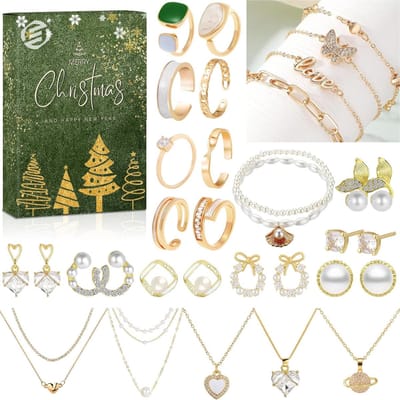 Equivera Adventskalender 2024 - Sieraden Adventskalender met 24 Verrassingen - Perfect Kerstcadeau voor Vrouwen, Dames en Meisjes - Elegante Sieradenset voor de Feestdagen