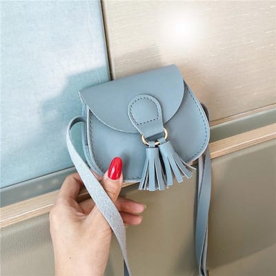 Mini Kinder Tas Leuke PU Kwasten Decor Prinses Messenger Tassen voor Baby Meisjes Mode Schoudertas Meisjes Verjaardagscadeaus gray