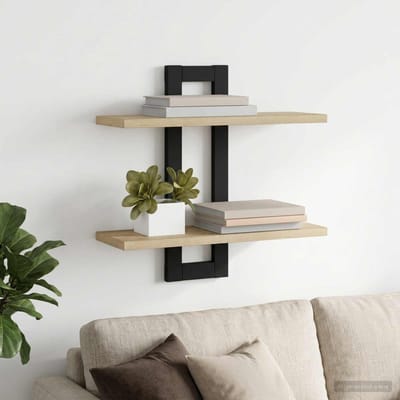 vidaXL - Zwevende - schappen - Sonoma - Eiken - 40 - x - 15 - x - 40 - cm - Bewerkt - hout