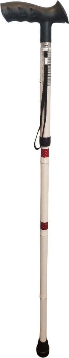 Premis Verstelbare Wandelstok Opvouwbaar – Ergonomische TPR Handgreep – Aluminium Lichtgewicht – 120 kg – Met Polsband & Antislip Dop - Wit