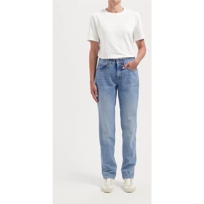 Mud Jeans Go Mid Straight Light Stone Maat: W27L34 | Straight Jeans Outlet | Dames | Blauw