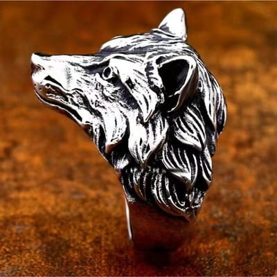 1 Bague Tête de Loup Vintage pour Hommes - Tendance Inspirée des Animaux, Exagérée, Audacieuse, Style Hip-Hop, Bague Ouverte black