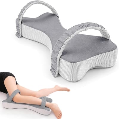 Extra Groot Kniekussen voor Zijslapers, 53 cm Geheugenfoam Kussen voor Heup-, Rug- en Kniepijn, Verstelbare Band voor Comfortabel Slapen en Ondersteuning