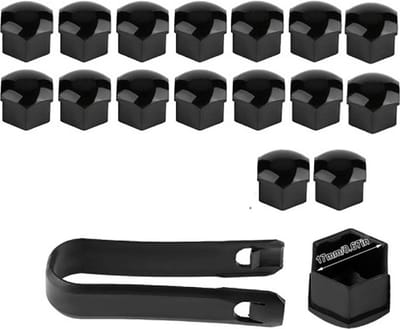 Actie4you® - Wielmoerkapjes 17 mm - Zwart Glans - Kunststof - Set van 20 stuks met tang - Universeel