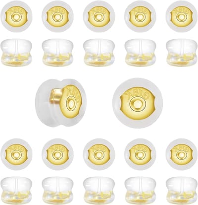 20 Stuks Oorbellen Sluitingen, 18K Goud Geplateerde Siliconen Oorbellen Houders voor Sieraden Maken en Repareren van Oorbellen