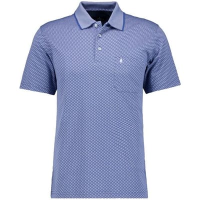 Ragman Polo Soft Knit Jacquard Fantasy Collar Tipping Duivenblauw / male