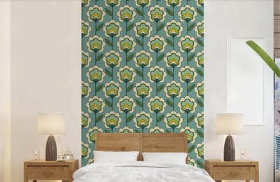 Behang - Fotobehang Retro - Design - Jaren 70 - Bloem - Breedte 150 cm x hoogte 240 cm